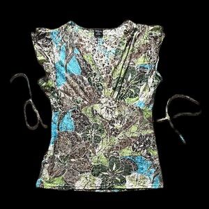 Vintage Y2K Tribal Brand Tie Back Top sz M
